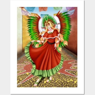 Christmas Quetzalcoatl Dress Tecnica Mask Background Posters and Art